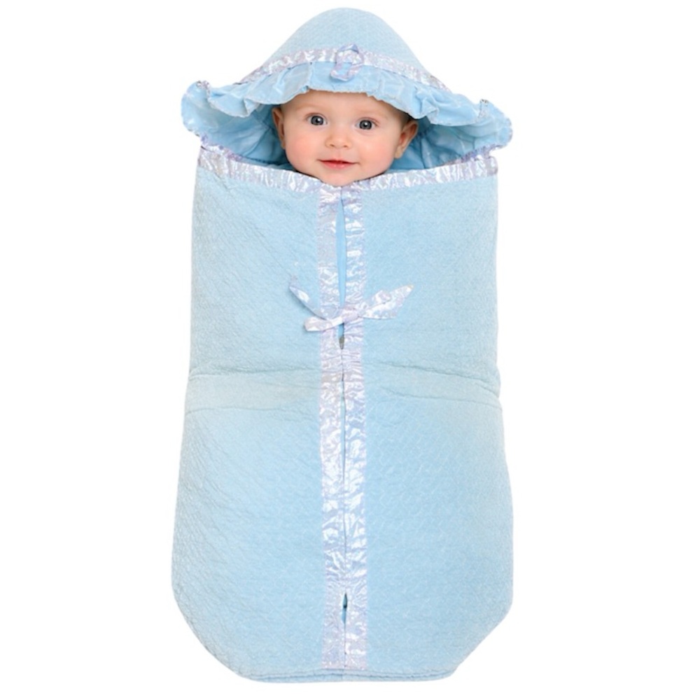 Vintage baby blue quilted sleep sack and bonnet matching set